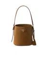 Prada Suede Mini Bucket Bag In Cinnamon
