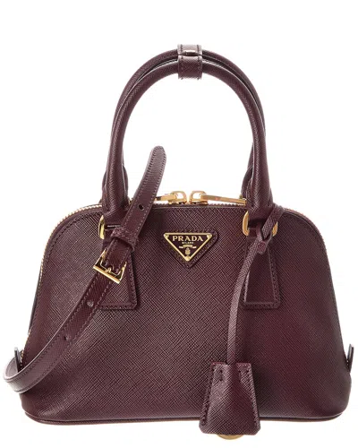 Prada Logo Mini Leather Satchel In Red