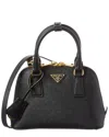 Prada Logo Mini Saffiano Leather Satchel In Black