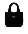Prada Mini Padded Velvet Tote Bag In Black