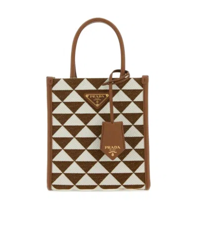 Prada Logo Mini Shoulder Bag In Brown