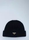 Prada Pr1hc3902dzlf0002bb Ribbed Wool Beanie In Blue