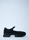 Prada Mesh Upper Round Toe Rubber Sole Ballerinas In Black
