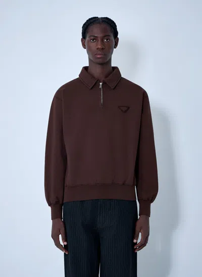 Prada Logo Motif Sweatshirt In Brown