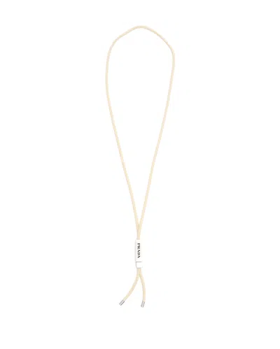 Pre-owned Prada Logo Necklace In Beige