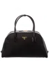 Prada Mini Promenade Leather Top Handle Bag In Black