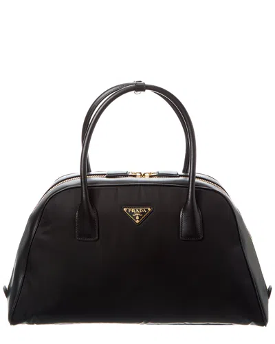 Prada Logo Nylon & Leather Satchel