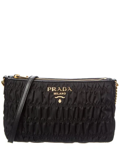 Prada Logo Nylon & Leather Shoulder Bag