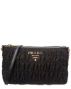 Prada Dnu Inv  Logo Nylon & Leather Shoulder Bag In Black