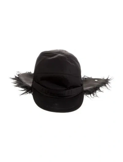 Pre-owned Prada Logo Nylon Trapper Hat In Black