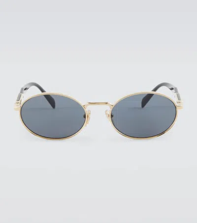 Prada Oval Sunglasses In Black