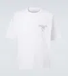 Prada Logo Oversized Cotton Jersey T-shirt In White