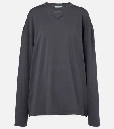 PRADA LOGO OVERSIZED COTTON T-SHIRT