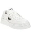 Prada Logo Padded Leather Sneaker In White