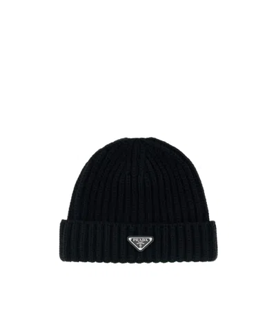 PRADA PRADA LOGO PATCH BEANIE