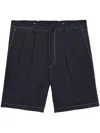 Prada Mens Black Triangle-logo Tailored Linen Bermuda Shorts In Black