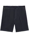 Prada Mens Black Triangle-logo Tailored Linen Bermuda Shorts In Black