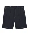 Prada Mens Black Triangle-logo Tailored Linen Bermuda Shorts In Black
