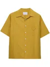 Prada Men's Solid Bowling Shirt In Yellow