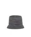 Prada Logo-patch Cashmere Bucket Hat In Grey