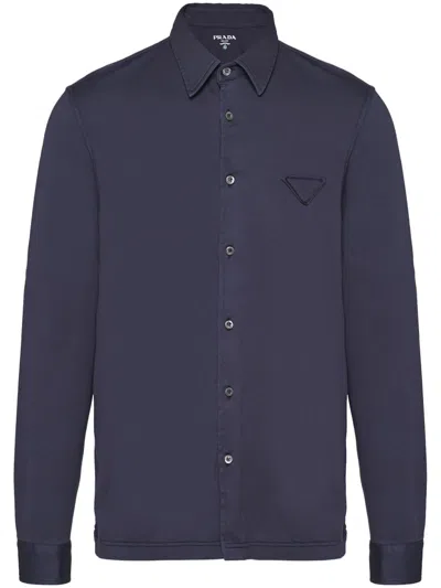 PRADA LOGO-PATCH COTTON SHIRT