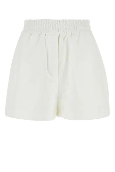 Prada Logo Patch Elastic Waist Shorts In White