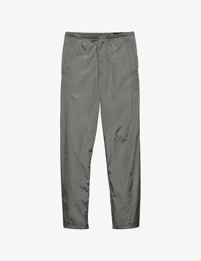 Prada Mens Grey Logo-patch Elasticated-waist Nylon Trousers