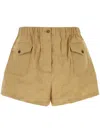 Prada Stretch Cotton Blend Shorts With Button Detail In Nude