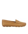 Prada Logo Patch Flat-bottomed Love Shoes In Naturale