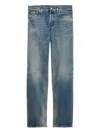 Prada Distressed Straight Jeans In Blue