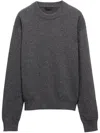 Prada Logo Patch Jumper In Grey