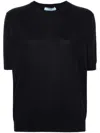 Prada Back Keyhole Knitwear Round Neck Short Sleeves In Bleu