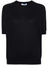 Prada Back Keyhole Knitwear Round Neck Short Sleeves In Blue