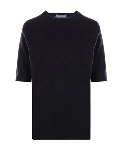 Prada Logo-patch Knitted Top In Blue