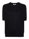 Prada Back Keyhole Knitwear Round Neck Short Sleeves In Light Beige