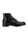 Prada Logo Patch Lace-up Ankle Boots In Black