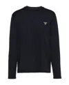 Prada Rundhalspullover Aus Superfeiner Wolle In Black