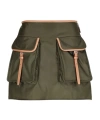 Prada Womens Green Re-nylon Patch-pocket Mid-rise Recycled-nylon And Leather Mini Skirt In Brown