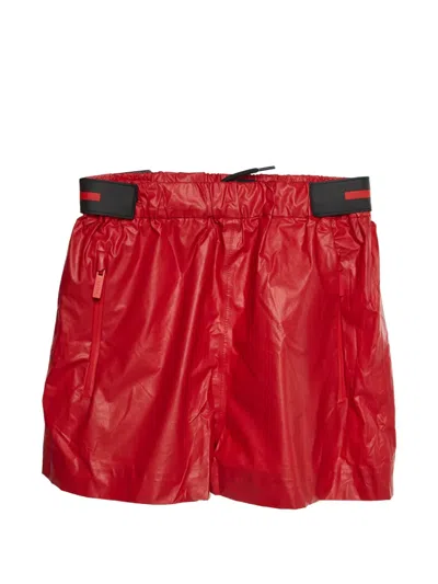 Pre-owned Prada Logo Patch Shorts In Red