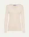 Prada Logo Patch Superfine Cashmere Shirt In Naturale