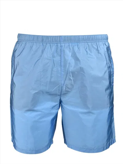 Prada Logo Patch Swim Shorts In Blue