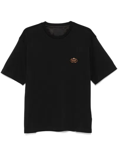 Prada Logo Patch T Shirt In Black