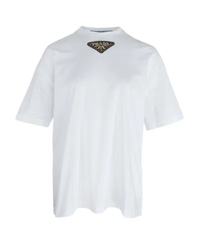 Prada Logo Patch T-shirt In White