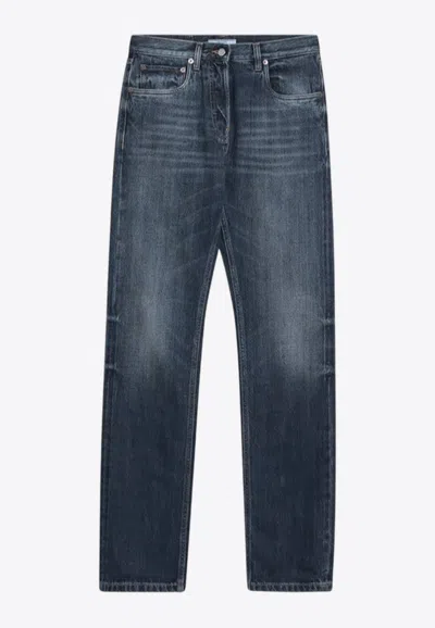 PRADA LOGO PATCH WASHED-OUT JEANS