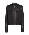 Prada Logo-patch Zip-up Leather Jacket In Black