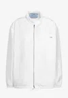 Prada Logo Patch Zip-up Jacket In White