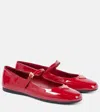 Prada Logo Patent Leather Ballet Flats In Red