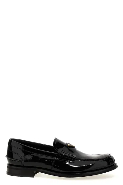 PRADA LOGO PATENT LEATHER LOAFER