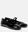 Prada Lambskin Triangle Mary Jane Ballerina Flats In Black