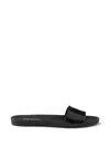 Prada Black Leather Slippers In Black